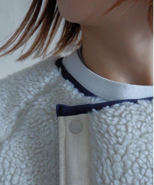 MANASTASH(マナスタッシュ)の「MANASTASH/マナスタッシュ W's MT. GORILLA LONG JKT '21 ウィメンズ マウントゴリラ ロングジャケット フリース(ノーカラーコート・レディース・ナチュラル/ブラック/ライトブラウン/オリーブ・MEDIUM)」の17枚目の写真