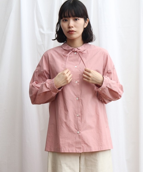 Lene(レネ)の「100/2タイプライター ちび丸衿ブラウス(シャツ/ブラウス・レディース・ホワイト/ブラック/ピンク・FREE)」の1枚目の写真