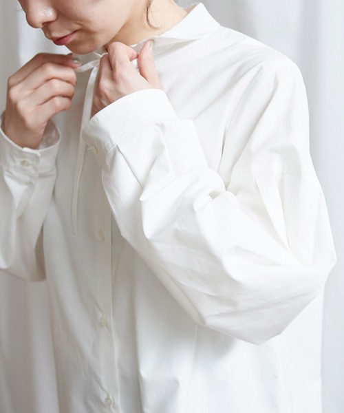 Lene(レネ)の「100/2タイプライター ちび丸衿ブラウス(シャツ/ブラウス・レディース・ホワイト/ブラック/ピンク・FREE)」の9枚目の写真