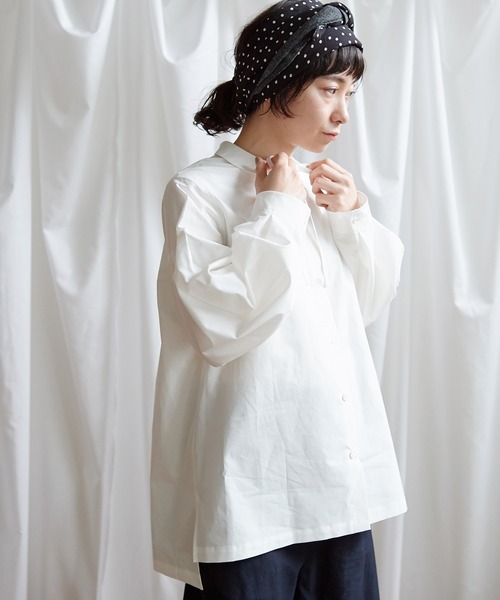 Lene(レネ)の「100/2タイプライター ちび丸衿ブラウス(シャツ/ブラウス・レディース・ホワイト/ブラック/ピンク・FREE)」の8枚目の写真