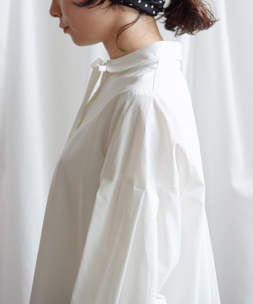 Lene(レネ)の「100/2タイプライター ちび丸衿ブラウス(シャツ/ブラウス・レディース・ホワイト/ブラック/ピンク・FREE)」の12枚目の写真