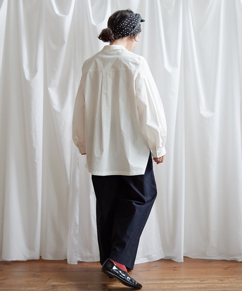 Lene(レネ)の「100/2タイプライター ちび丸衿ブラウス(シャツ/ブラウス・レディース・ホワイト/ブラック/ピンク・FREE)」の4枚目の写真
