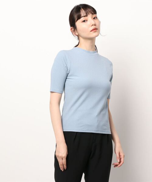 koe（コエ）の「リブ5分袖プルオーバー＊（Tシャツ/カットソー・レディース・ベージュ/ブルー/グリーン/ブラック/アイボリー・L/M）」の5枚目の写真