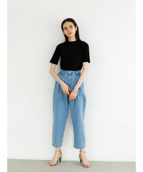koe（コエ）の「リブ5分袖プルオーバー＊（Tシャツ/カットソー・レディース・ベージュ/ブルー/グリーン/ブラック/アイボリー・L/M）」の8枚目の写真