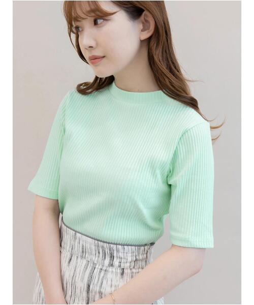 koe（コエ）の「リブ5分袖プルオーバー＊（Tシャツ/カットソー・レディース・ベージュ/ブルー/グリーン/ブラック/アイボリー・L/M）」の13枚目の写真