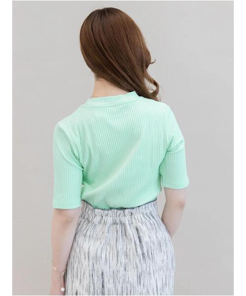 koe（コエ）の「リブ5分袖プルオーバー＊（Tシャツ/カットソー・レディース・ベージュ/ブルー/グリーン/ブラック/アイボリー・L/M）」の20枚目の写真