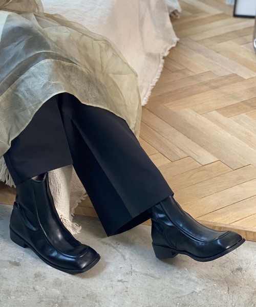 chuclla(チュクラ)の「Low heel square toe boots chs21a011(ブーツ・レディース・ブラック/ブラウン・40/36/37/38/39)」の3枚目の写真