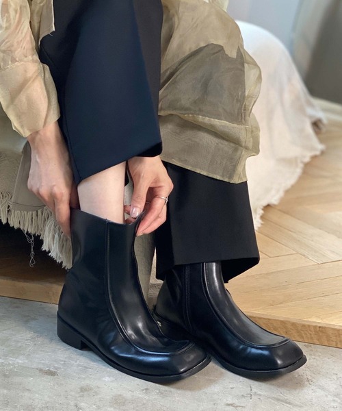 chuclla(チュクラ)の「Low heel square toe boots chs21a011(ブーツ・レディース・ブラック/ブラウン・40/36/37/38/39)」の5枚目の写真