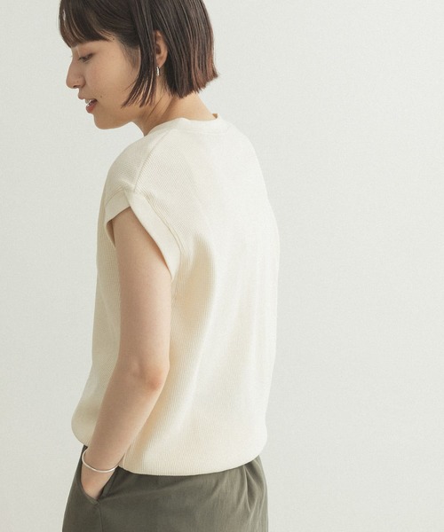 FORK&SPOON（フォークアンドスプーン）の「FORK&SPOON　ワッフルヘンリーネックプルオーバー（Tシャツ/カットソー・レディース・ライトブラウン/ブラック/アイボリー・ONE）」の7枚目の写真