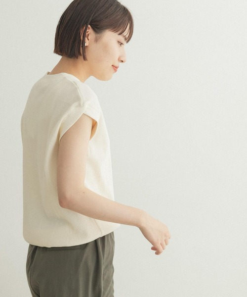 FORK&SPOON（フォークアンドスプーン）の「FORK&SPOON　ワッフルヘンリーネックプルオーバー（Tシャツ/カットソー・レディース・ライトブラウン/ブラック/アイボリー・ONE）」の9枚目の写真