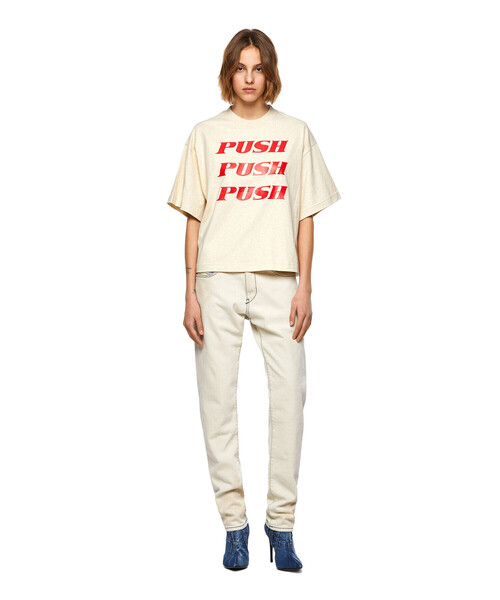 DIESEL（ディーゼル）の「レディース サステナブル Tシャツ プリント ドロップショルダー（Tシャツ/カットソー・レディース・ホワイト/ブラック/オフホワイト・SMALL/MEDIUM/X-SMALL）」の6枚目の写真