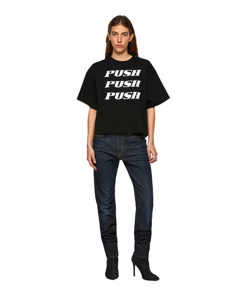 DIESEL（ディーゼル）の「レディース サステナブル Tシャツ プリント ドロップショルダー（Tシャツ/カットソー・レディース・ホワイト/ブラック/オフホワイト・SMALL/MEDIUM/X-SMALL）」の12枚目の写真
