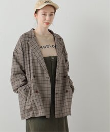 DOUBLE NAME | ハンド風ステッチチェックゆるジャケット(テーラードジャケット)