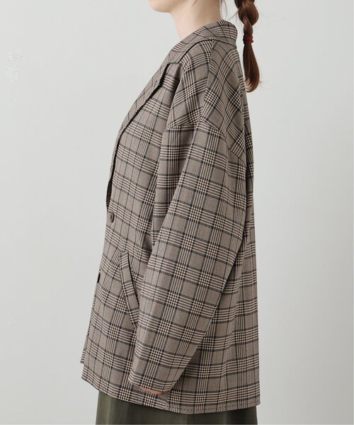 DOUBLE NAME（ダブルネーム）の「ハンド風ステッチチェックゆるジャケット（テーラードジャケット・レディース・ブラウン/ブラック/ネイビー・FREE）」の17枚目の写真