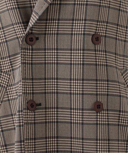 DOUBLE NAME（ダブルネーム）の「ハンド風ステッチチェックゆるジャケット（テーラードジャケット・レディース・ブラウン/ブラック/ネイビー・FREE）」の18枚目の写真