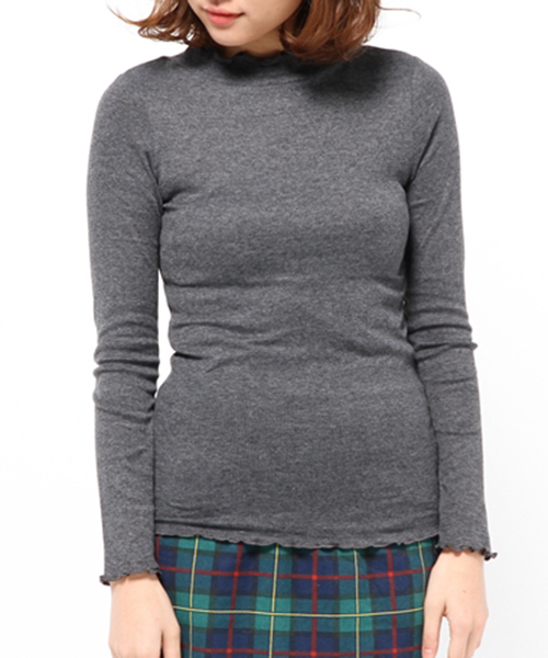 mystic（ミスティック）の「ハイネックテレコロンティー（Tシャツ/カットソー・レディース・チャコールグレー/ベージュ/ブラック/グレー・ﾌﾘ-）」の10枚目の写真