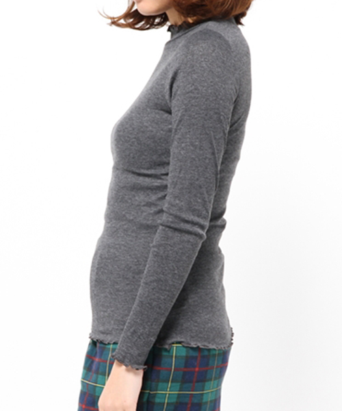 mystic（ミスティック）の「ハイネックテレコロンティー（Tシャツ/カットソー・レディース・チャコールグレー/ベージュ/ブラック/グレー・ﾌﾘ-）」の11枚目の写真