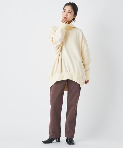 CIAOPANIC（チャオパニック）の「ハイネックビッグスウェット（スウェット・レディース・ブラック/キャメル/インディゴブルー/アイボリー・FREE）」の9枚目の写真