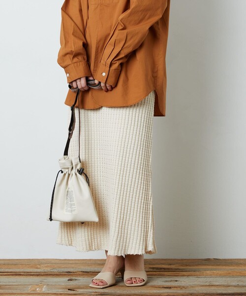 FREAK'S STORE（フリークスストア）の「▽【WEB限定】鬼ワッフルマーメイドスカート(ニットスカート)（スカート・レディース・ブラック/ベージュ/オリーブ/ブルー/マスタード/ナチュラル・ﾌﾘ-）」の4枚目の写真