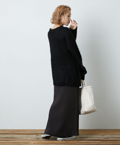 FREAK'S STORE（フリークスストア）の「▽【WEB限定】鬼ワッフルマーメイドスカート(ニットスカート)（スカート・レディース・ブラック/ベージュ/オリーブ/ブルー/マスタード/ナチュラル・ﾌﾘ-）」の18枚目の写真