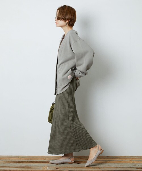 FREAK'S STORE（フリークスストア）の「▽【WEB限定】鬼ワッフルマーメイドスカート(ニットスカート)（スカート・レディース・ブラック/ベージュ/オリーブ/ブルー/マスタード/ナチュラル・ﾌﾘ-）」の15枚目の写真