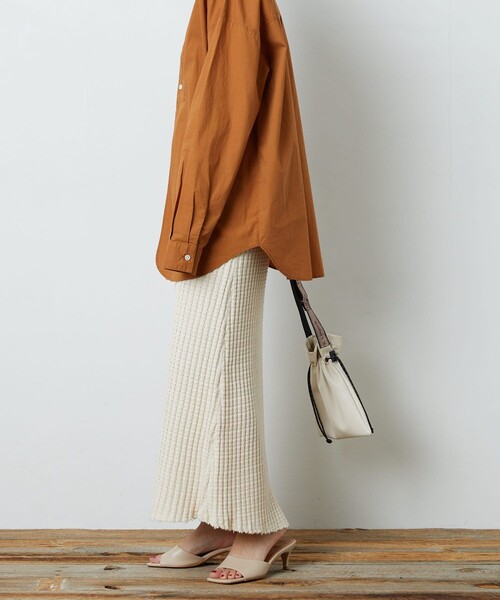 FREAK'S STORE（フリークスストア）の「▽【WEB限定】鬼ワッフルマーメイドスカート(ニットスカート)（スカート・レディース・ブラック/ベージュ/オリーブ/ブルー/マスタード/ナチュラル・ﾌﾘ-）」の16枚目の写真