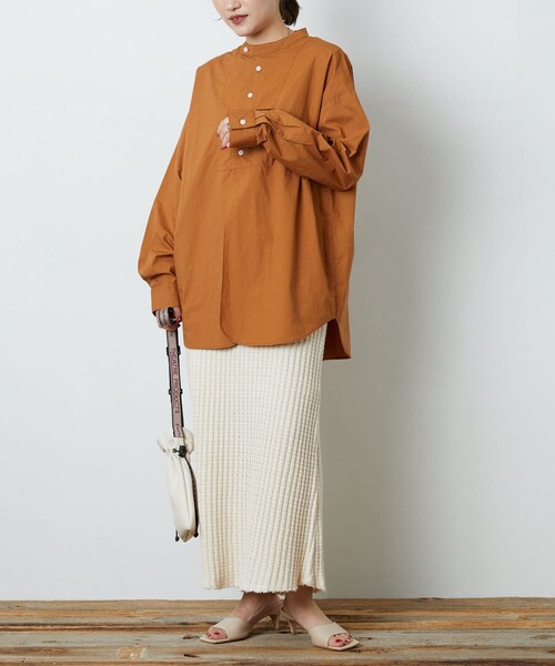 FREAK'S STORE（フリークスストア）の「▽【WEB限定】鬼ワッフルマーメイドスカート(ニットスカート)（スカート・レディース・ブラック/ベージュ/オリーブ/ブルー/マスタード/ナチュラル・ﾌﾘ-）」の9枚目の写真