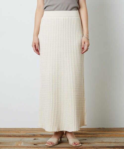 FREAK'S STORE（フリークスストア）の「▽【WEB限定】鬼ワッフルマーメイドスカート(ニットスカート)（スカート・レディース・ブラック/ベージュ/オリーブ/ブルー/マスタード/ナチュラル・ﾌﾘ-）」の13枚目の写真