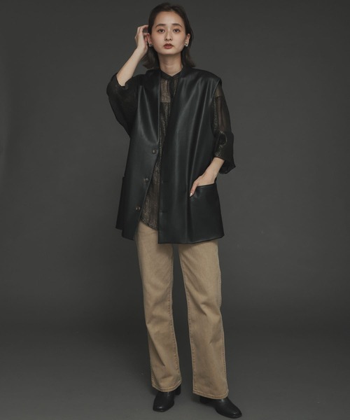 SENSE OF PLACE by URBAN RESEARCH（センスオブプレイスバイアーバンリサーチ）の「『セットアップ対応』フェイクレザーベスト（ベスト・メンズ・チャコールグレー/ミント/ブラック・MEDIUM/LARGE）」の12枚目の写真