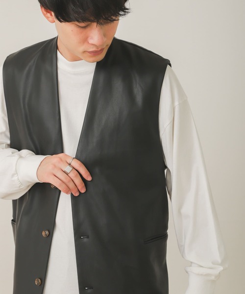 SENSE OF PLACE by URBAN RESEARCH（センスオブプレイスバイアーバンリサーチ）の「『セットアップ対応』フェイクレザーベスト（ベスト・メンズ・チャコールグレー/ミント/ブラック・MEDIUM/LARGE）」の17枚目の写真