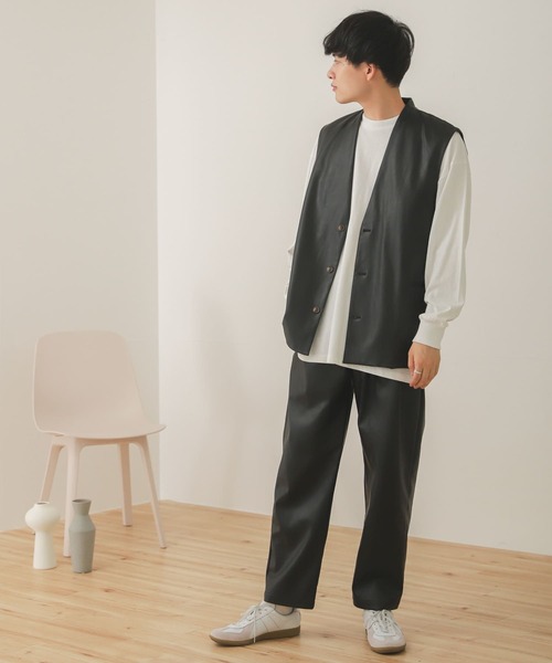 SENSE OF PLACE by URBAN RESEARCH（センスオブプレイスバイアーバンリサーチ）の「『セットアップ対応』フェイクレザーベスト（ベスト・メンズ・チャコールグレー/ミント/ブラック・MEDIUM/LARGE）」の20枚目の写真