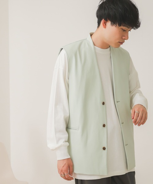 SENSE OF PLACE by URBAN RESEARCH（センスオブプレイスバイアーバンリサーチ）の「『セットアップ対応』フェイクレザーベスト（ベスト・メンズ・チャコールグレー/ミント/ブラック・MEDIUM/LARGE）」の21枚目の写真