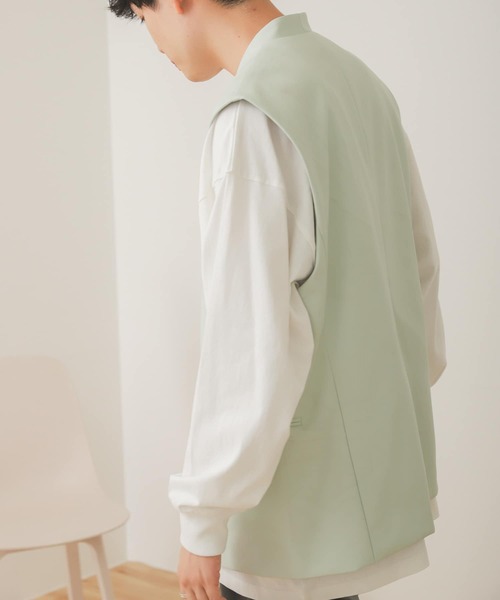 SENSE OF PLACE by URBAN RESEARCH（センスオブプレイスバイアーバンリサーチ）の「『セットアップ対応』フェイクレザーベスト（ベスト・メンズ・チャコールグレー/ミント/ブラック・MEDIUM/LARGE）」の16枚目の写真