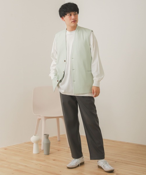 SENSE OF PLACE by URBAN RESEARCH（センスオブプレイスバイアーバンリサーチ）の「『セットアップ対応』フェイクレザーベスト（ベスト・メンズ・チャコールグレー/ミント/ブラック・MEDIUM/LARGE）」の6枚目の写真