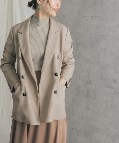 URBAN RESEARCH ROSSO WOMEN（アーバンリサーチ　ロッソ）の「ネップツイードピークドラペルジャケット（その他アウター・レディース・チャコールグレー/ライトベージュ・FREE）」の2枚目の写真