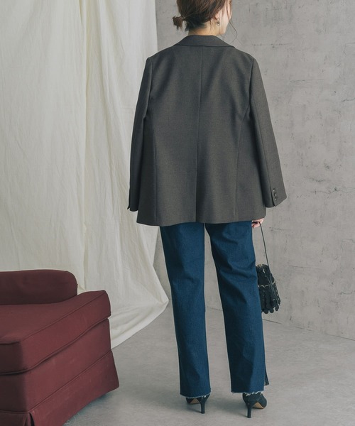 URBAN RESEARCH ROSSO WOMEN（アーバンリサーチ　ロッソ）の「ネップツイードピークドラペルジャケット（その他アウター・レディース・チャコールグレー/ライトベージュ・FREE）」の14枚目の写真