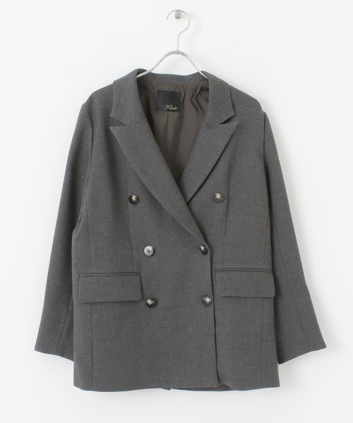 URBAN RESEARCH ROSSO WOMEN（アーバンリサーチ　ロッソ）の「ネップツイードピークドラペルジャケット（その他アウター・レディース・チャコールグレー/ライトベージュ・FREE）」の7枚目の写真