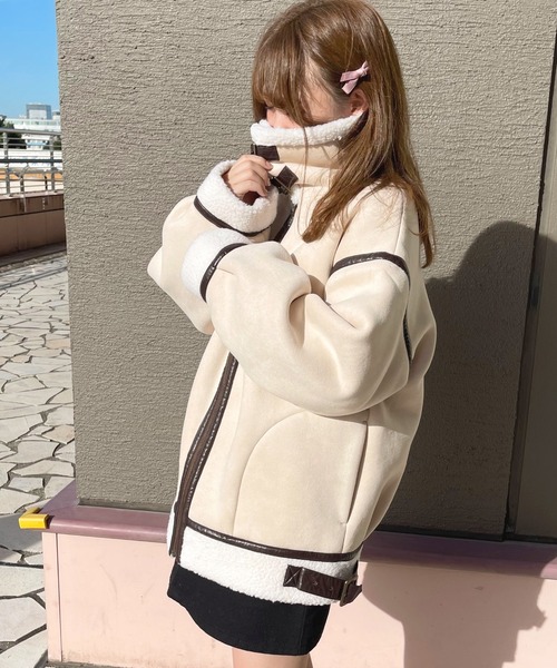 apres jour(アプレジュール)の「フェイクムートンフライトジャケット【ZOZOTOWN限定アイテム】(ダッフルコート・レディース・ベージュ/アイボリー/その他/モカ・X-LARGE/フリー)」の2枚目の写真