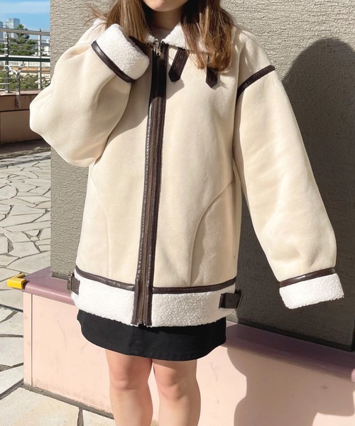 apres jour(アプレジュール)の「フェイクムートンフライトジャケット【ZOZOTOWN限定アイテム】(ダッフルコート・レディース・ベージュ/アイボリー/その他/モカ・X-LARGE/フリー)」の9枚目の写真