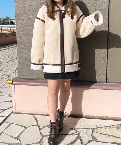 apres jour(アプレジュール)の「フェイクムートンフライトジャケット【ZOZOTOWN限定アイテム】(ダッフルコート・レディース・ベージュ/アイボリー/その他/モカ・X-LARGE/フリー)」の12枚目の写真