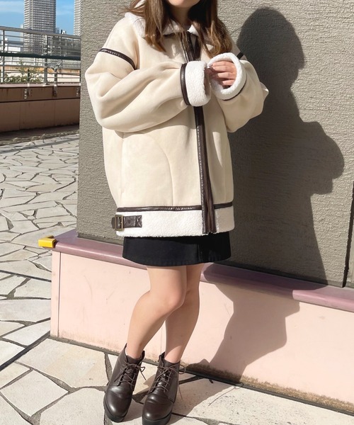 apres jour(アプレジュール)の「フェイクムートンフライトジャケット【ZOZOTOWN限定アイテム】(ダッフルコート・レディース・ベージュ/アイボリー/その他/モカ・X-LARGE/フリー)」の13枚目の写真