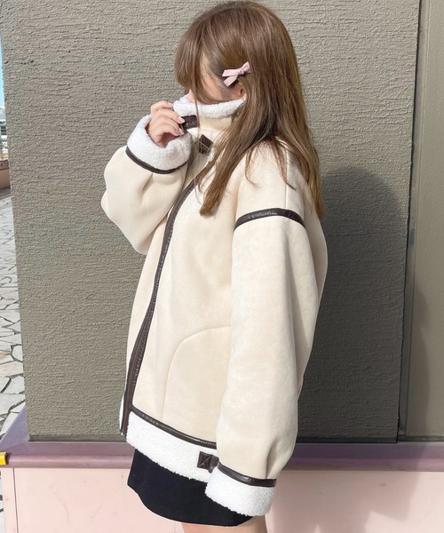 apres jour(アプレジュール)の「フェイクムートンフライトジャケット【ZOZOTOWN限定アイテム】(ダッフルコート・レディース・ベージュ/アイボリー/その他/モカ・X-LARGE/フリー)」の11枚目の写真