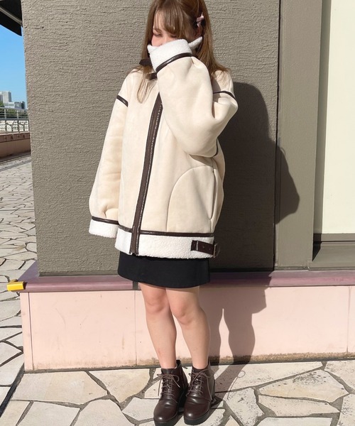 apres jour(アプレジュール)の「フェイクムートンフライトジャケット【ZOZOTOWN限定アイテム】(ダッフルコート・レディース・ベージュ/アイボリー/その他/モカ・X-LARGE/フリー)」の15枚目の写真