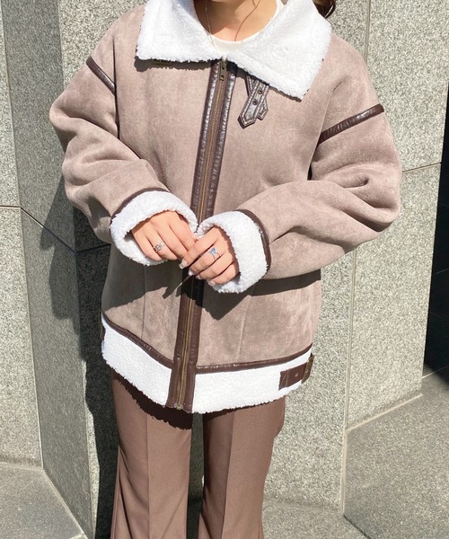 apres jour(アプレジュール)の「フェイクムートンフライトジャケット【ZOZOTOWN限定アイテム】(ダッフルコート・レディース・ベージュ/アイボリー/その他/モカ・X-LARGE/フリー)」の16枚目の写真