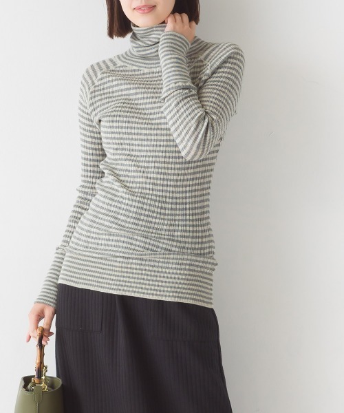 OMNES（オムネス）の「ランダムテレコニット タートルネック（ニット/セーター・レディース・グレー系その他/チャコール/アイボリー/ブラック/グレー/オートミール/ブラック系その他/ホワイト系その他/グレイッシュベージュ/グリーン系その他・FREE）」の6枚目の写真