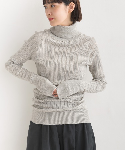OMNES（オムネス）の「ランダムテレコニット タートルネック（ニット/セーター・レディース・グレー系その他/チャコール/アイボリー/ブラック/グレー/オートミール/ブラック系その他/ホワイト系その他/グレイッシュベージュ/グリーン系その他・FREE）」の18枚目の写真