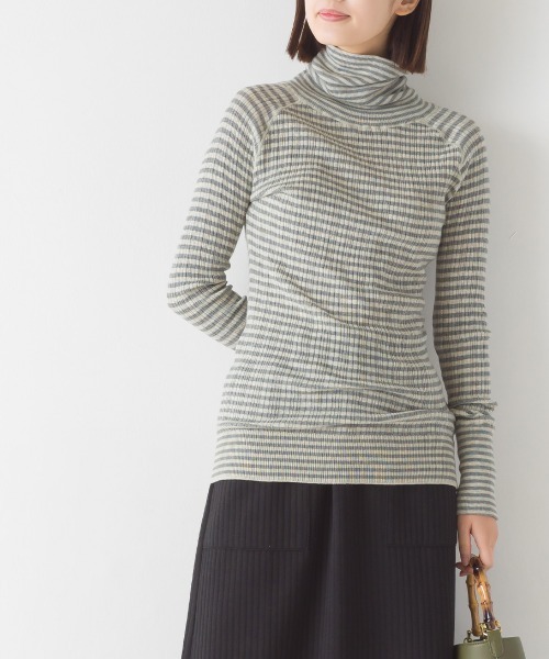 OMNES（オムネス）の「ランダムテレコニット タートルネック（ニット/セーター・レディース・グレー系その他/チャコール/アイボリー/ブラック/グレー/オートミール/ブラック系その他/ホワイト系その他/グレイッシュベージュ/グリーン系その他・FREE）」の12枚目の写真