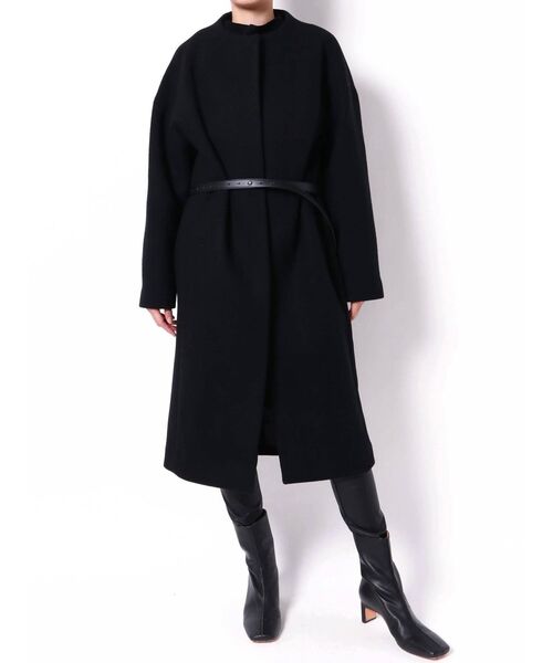 ELENDEEK（エレンディーク）の「クルーネックコクーンコート（ノーカラーコート・レディース・ブラック/ライトブルー/ベージュ/カーキ・01/02）」の6枚目の写真