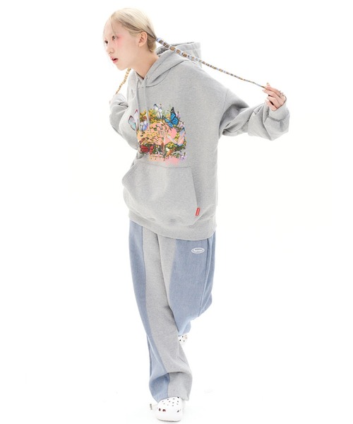 FEVERTIME（フィーバータイム）の「『FEVERTIME/フィーバータイム』21 blossom Checker HOODIE/ブロッサム チェッカー フーディー 長袖 プルオーバーパーカー（パーカー・レディース・グレー/ブラック・M）」の9枚目の写真