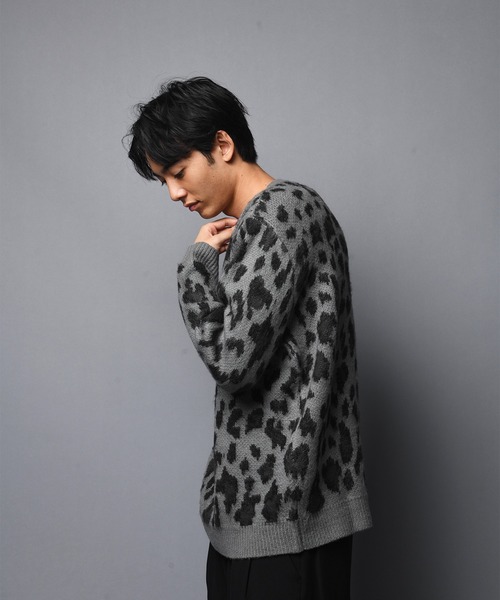 JACKROSE(ジャックローズ)の「JE モヘアタッチヒョウ柄クルーニット(ニット/セーター・メンズ・ブラック/ベージュ・M/L)」の5枚目の写真